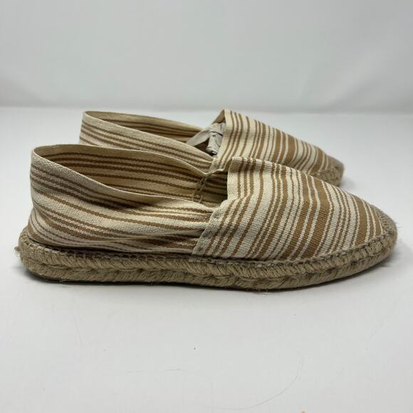 Blue by Saks Fifth Avenue Striped Espadrille Flats Size 10 Cream Tan - Picture 6 of 10